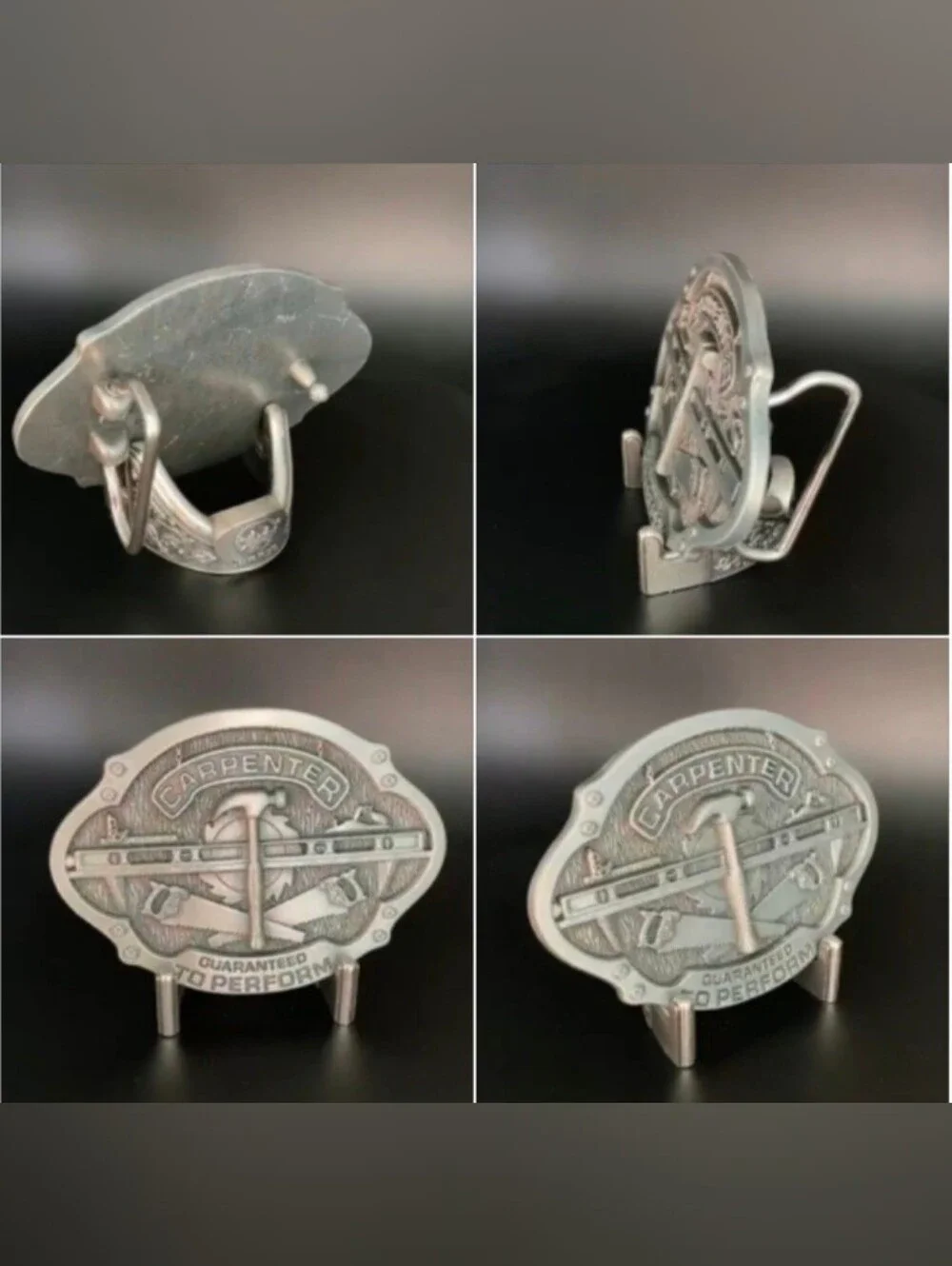 Carpenter Silver Oval Tools Hammer Level Saw Belt Buckle Unisex